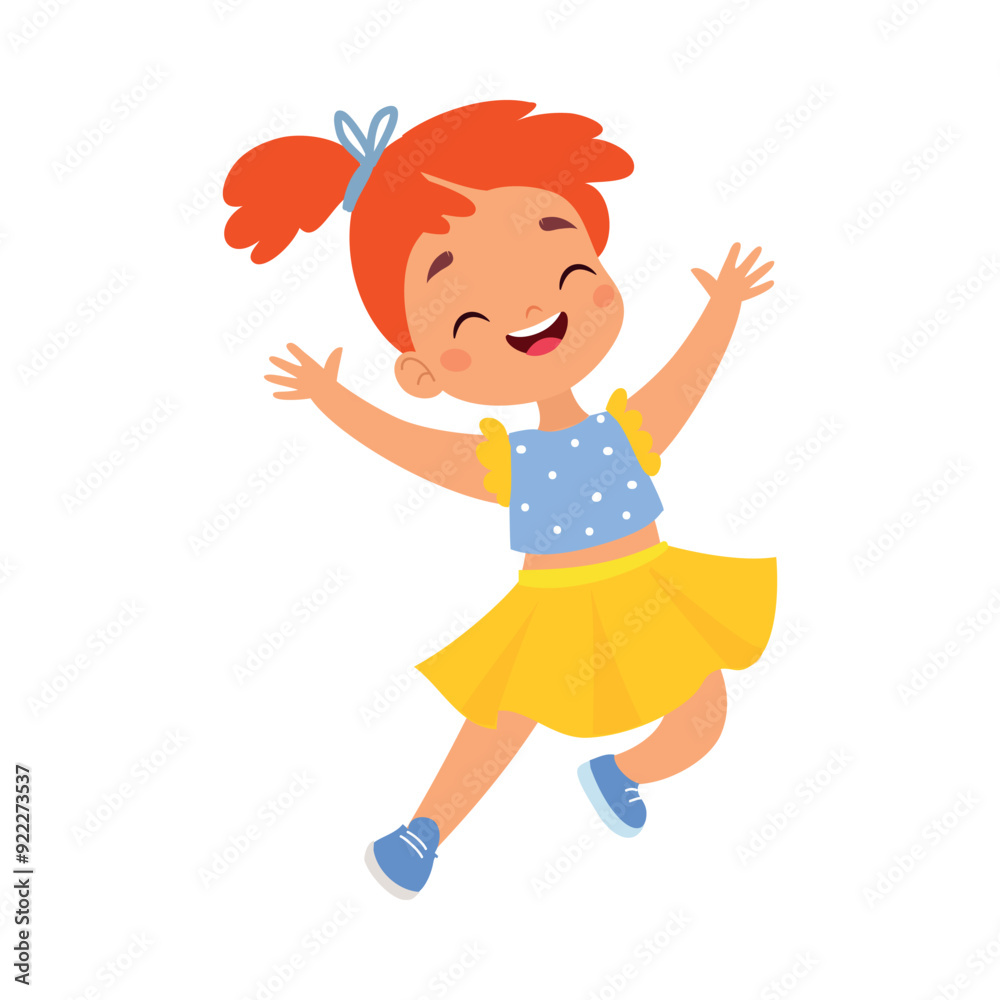 Funny Girl Kid Character Enjoy and Having Fun Vector Illustration Funny Girl Kid Character Enjoy and Having Fun Vector Illustration