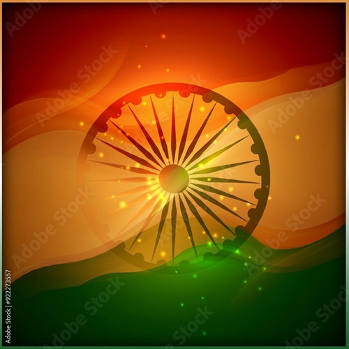 Indian flag gradient colour mixup background with ashok chakra
