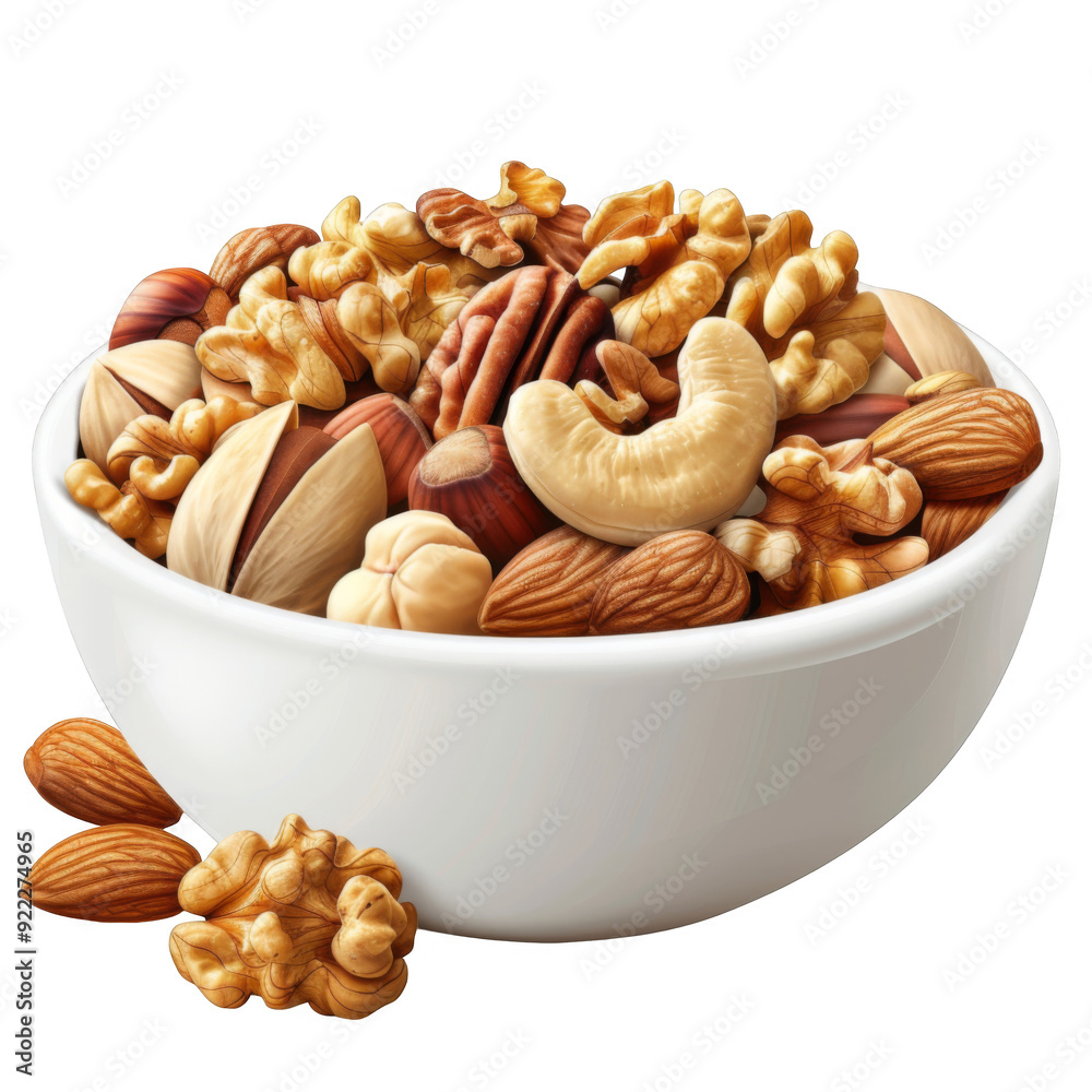 A White Bowl Filled with Assorted Nuts A White Bowl Filled with Assorted Nuts