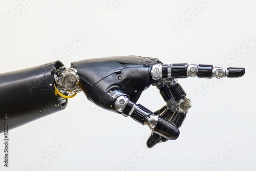 Hand pointing finger of robot isolated on transparent background