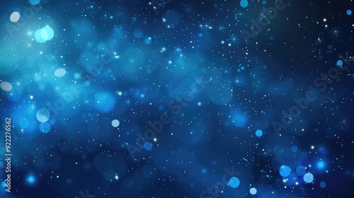 Abstract blue blurry unfocused sparkle glitter blue bokeh background wallpaper with copy space. Blue Christmas glitter design background.