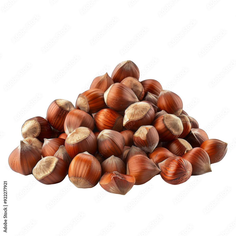 A Pile of Shelled Hazelnuts Against a Transparent Background A Pile of Shelled Hazelnuts Against a Transparent Background