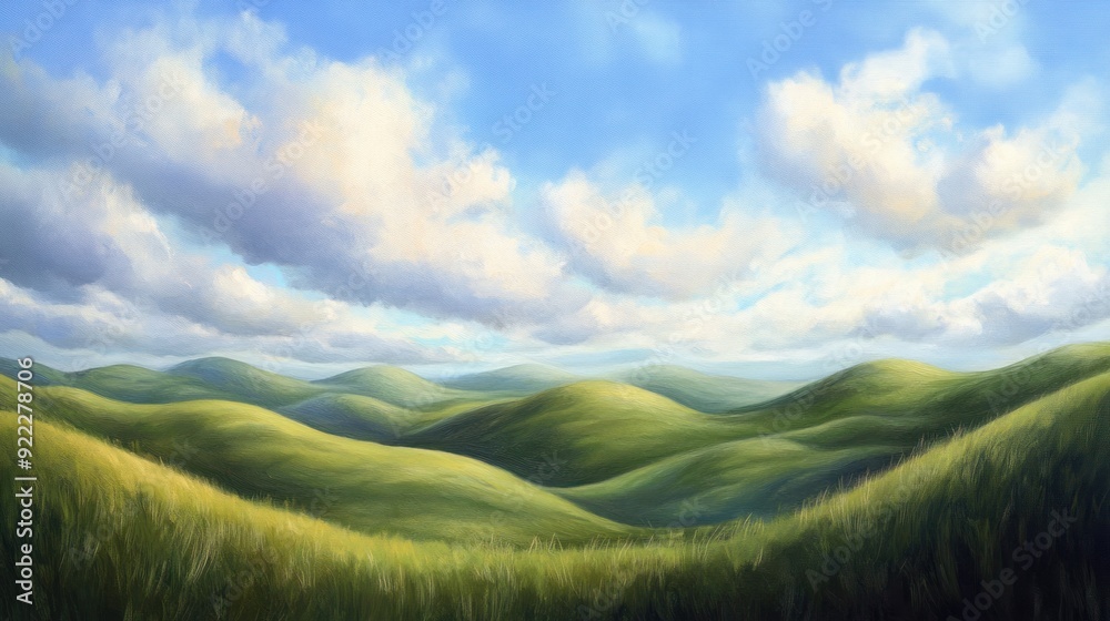 Obraz premium Rolling Hills Under a Blue Sky