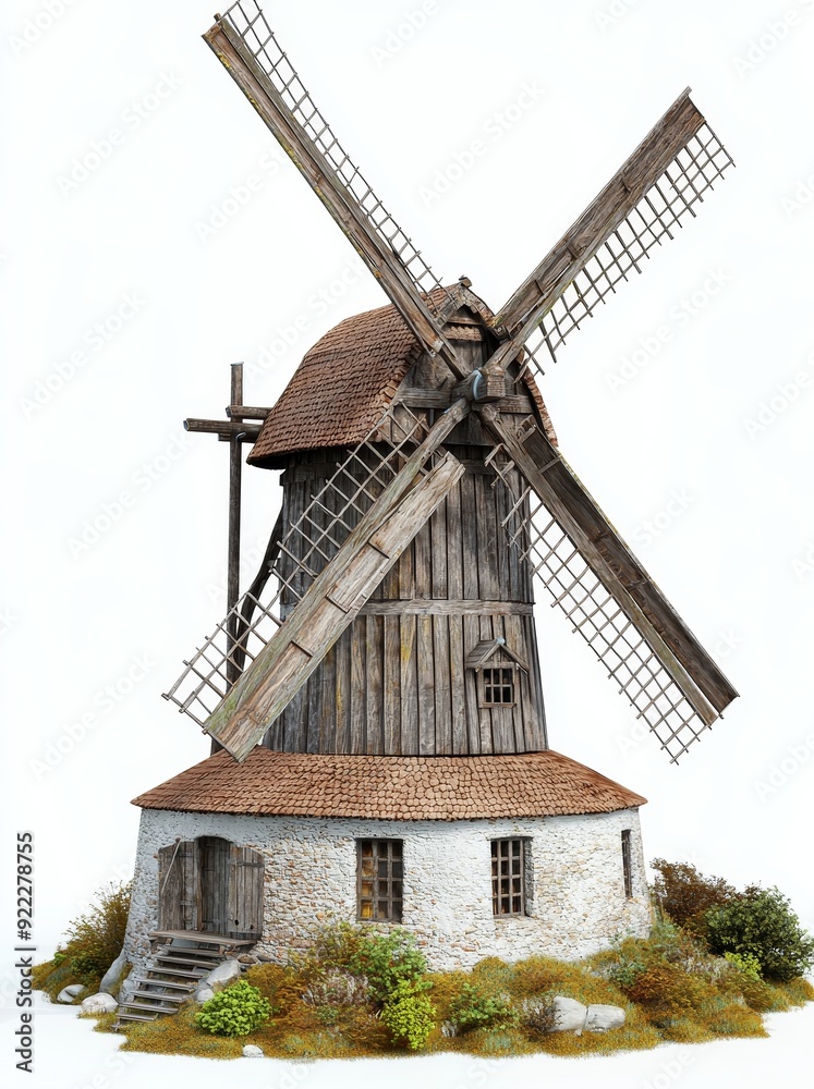Stock image of a white windmill isolated on a white background Stock image of a white windmill isolated on a white background