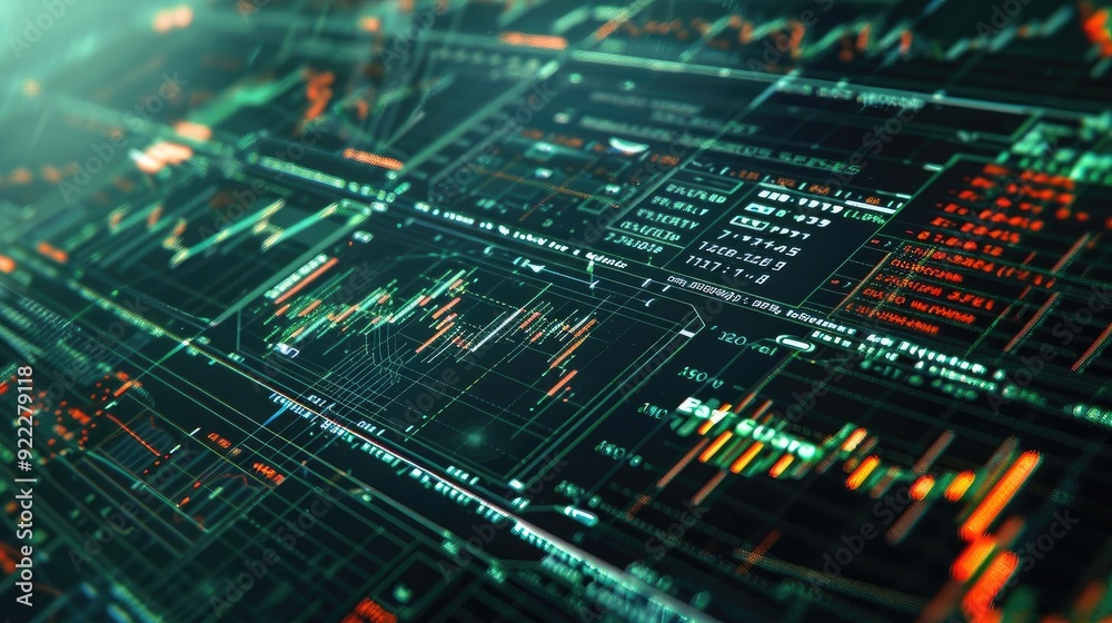 Abstract digital financial graph with glowing lines and data indicators, representing stock market trends and analytics. Abstract digital financial graph with glowing lines and data indicators, representing stock market trends and analytics.