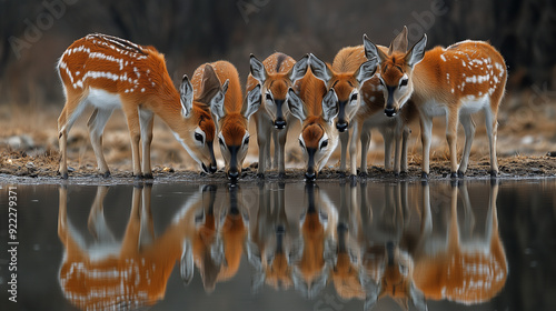 herd of springbok antelopes