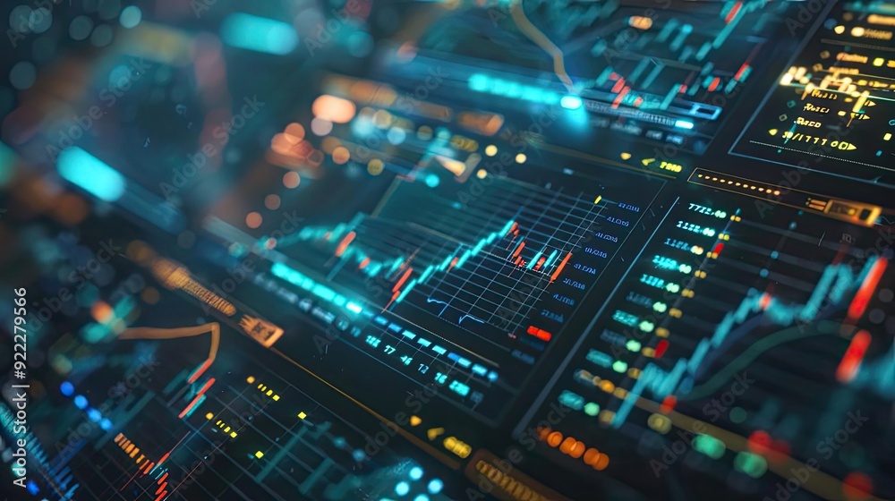 A vibrant digital display of financial charts and graphs showcasing market data and trends in a sleek, modern design. A vibrant digital display of financial charts and graphs showcasing market data and trends in a sleek, modern design.