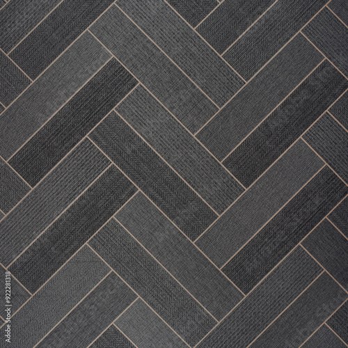 Dark Grey Herringbone Tile Pattern - High-Resolution Textured Ceramic Floor Tiles for Modern and Contemporary Interior Design
