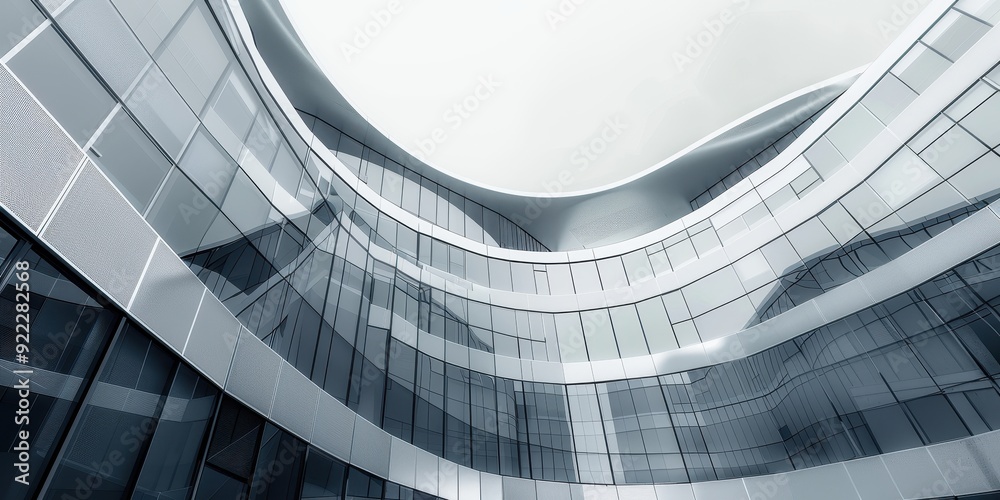 Fototapeta premium A large, curved building with many windows
