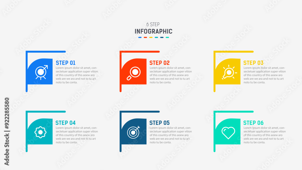 Business infographics design for Six Step, option, parts or process ...