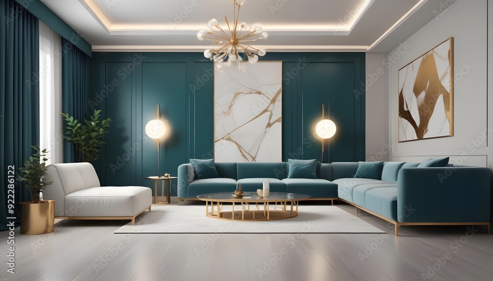 Fototapeta premium Photo interior modern design room 3d illustration