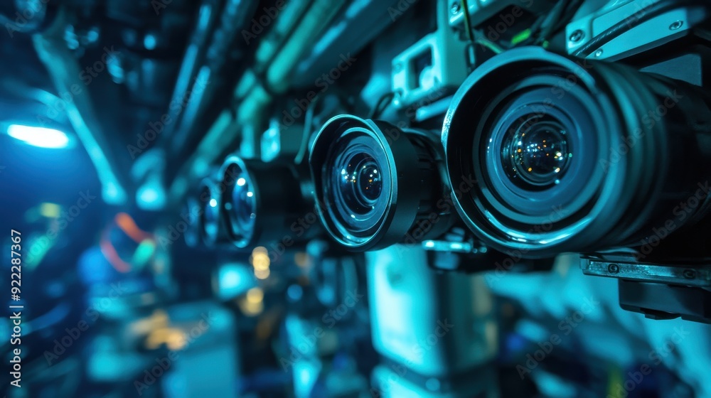 Fototapeta premium A close-up of an advanced underwater surveillance camera system