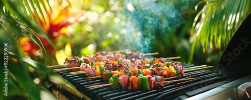 Delicious skewers grilling ...