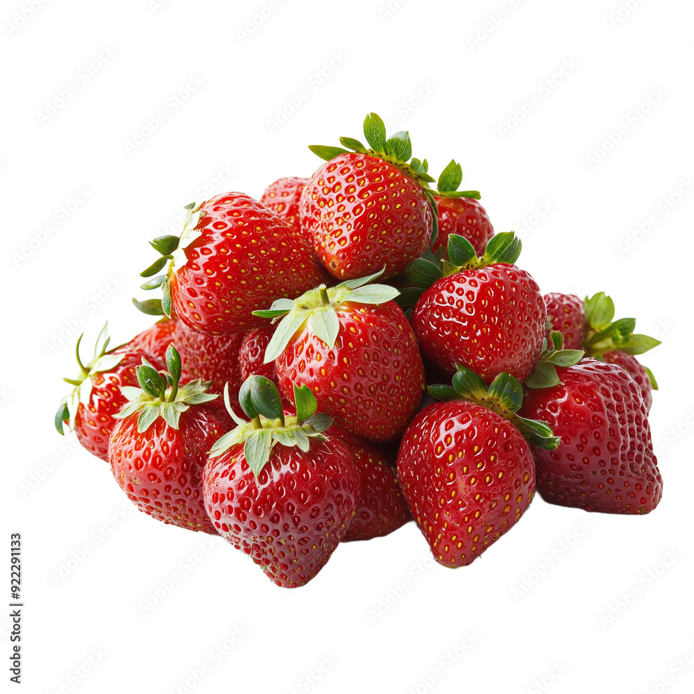 Pile of fresh strawberries isolated on transparent or white background Pile of fresh strawberries isolated on transparent or white background