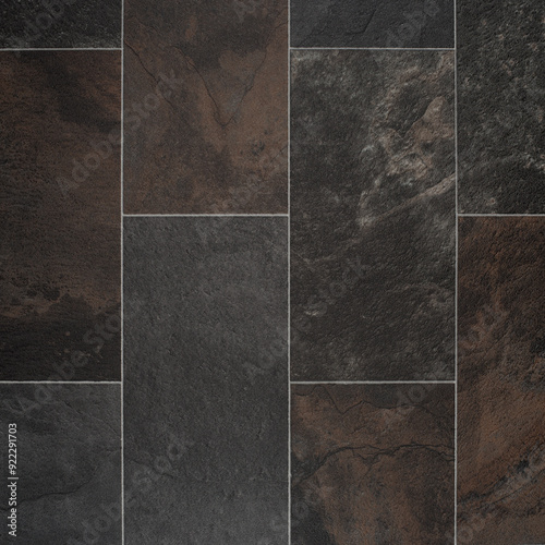 Dark Slate Tile Flooring - Multi-Toned Earthy Stone Pattern, High-Resolution Swatch for Interior Design and Architectural Projects