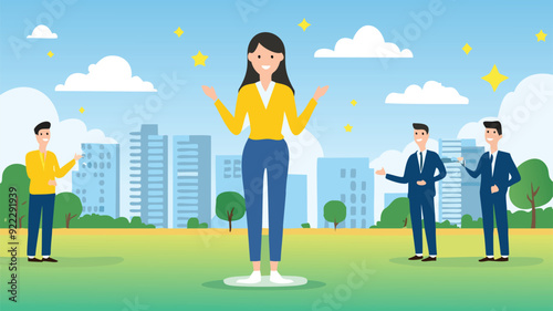 business people on the background of the city