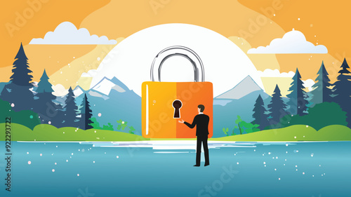 illustration of a silhouette of a person with a padlock