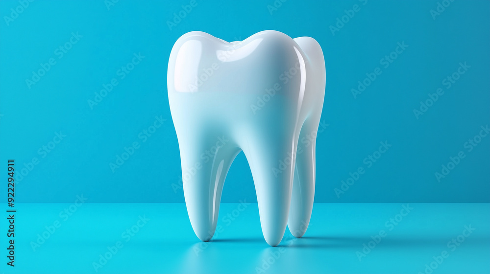 White tooth on blue background White tooth on blue background