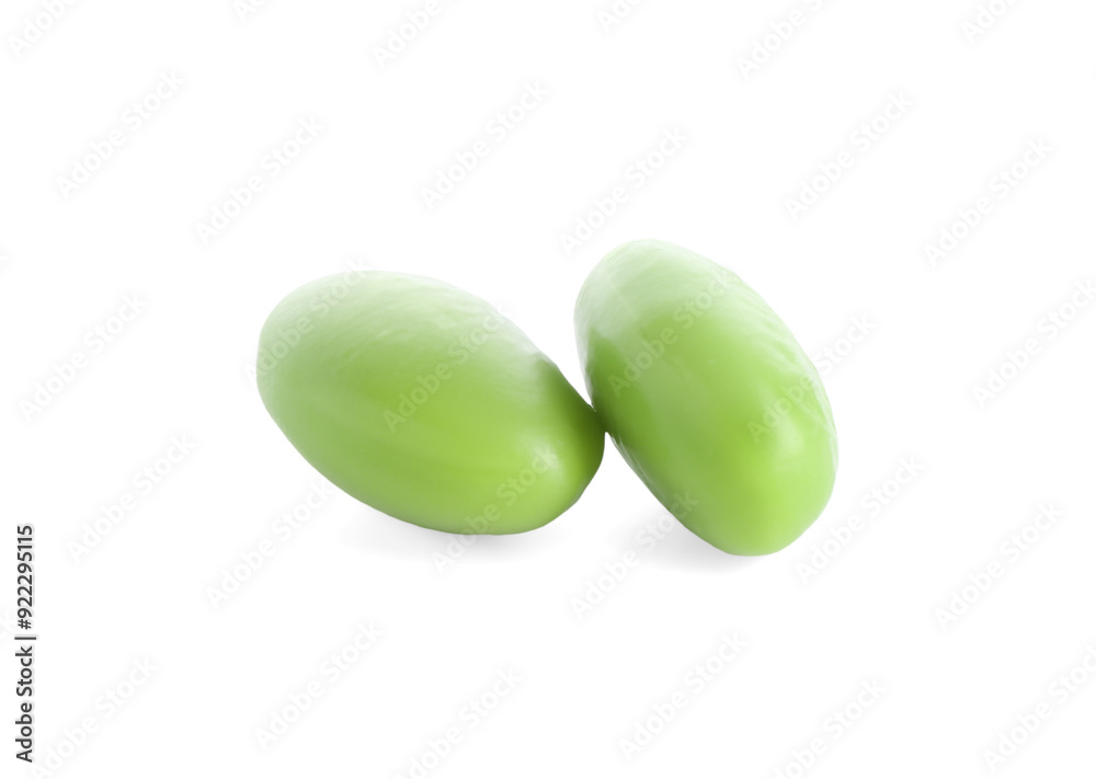 Raw green edamame soybeans isolated on white Raw green edamame soybeans isolated on white