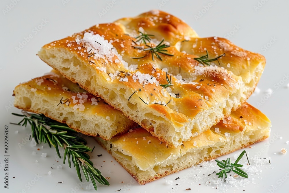 Italian focaccia bread with rosemary and sea salt Italian focaccia bread with rosemary and sea salt