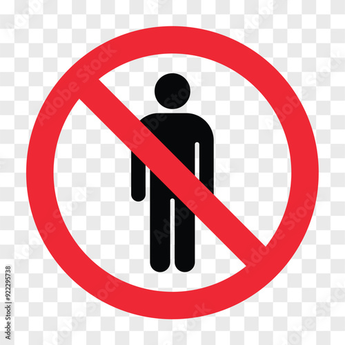 No Entry, Restricted Area. Prohibited sign design on transparent background