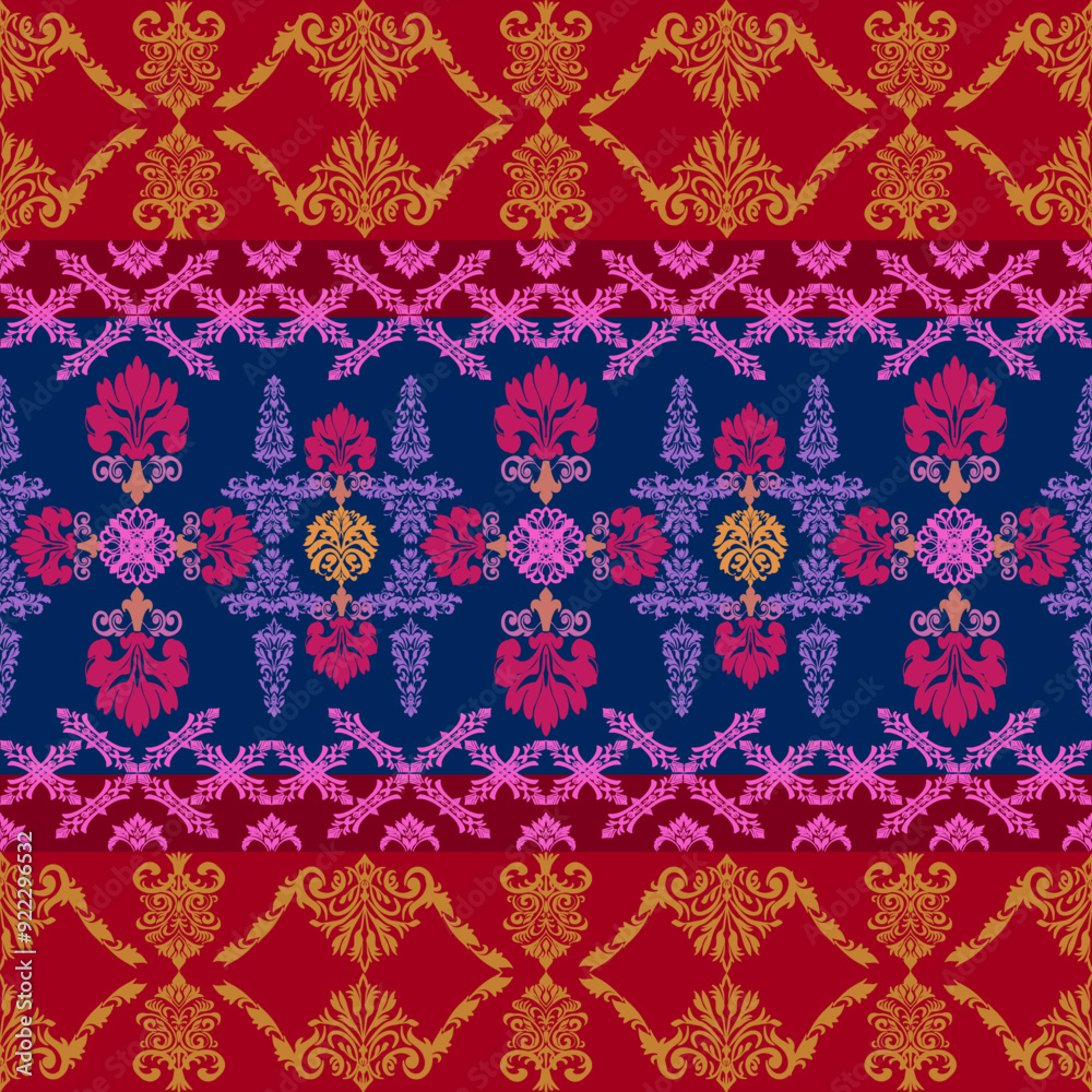 Classic seamless damask border.
Vector Illustration Pattern for Elegant Textile
design