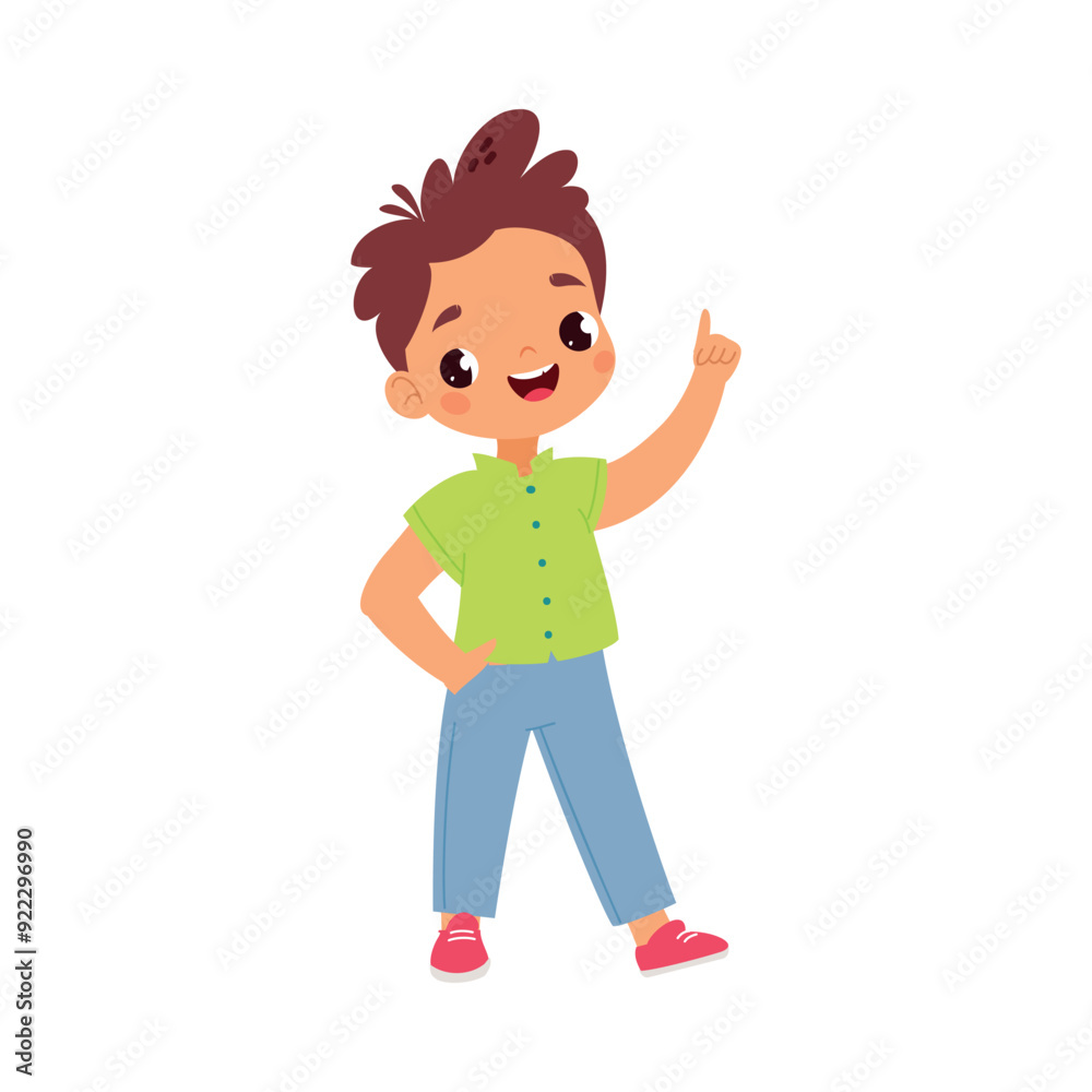 Funny Boy Kid Character Enjoy and Having Fun Vector Illustration Funny Boy Kid Character Enjoy and Having Fun Vector Illustration