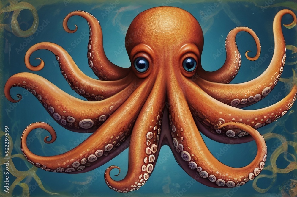Fototapeta premium Octopus with swirling tentacles