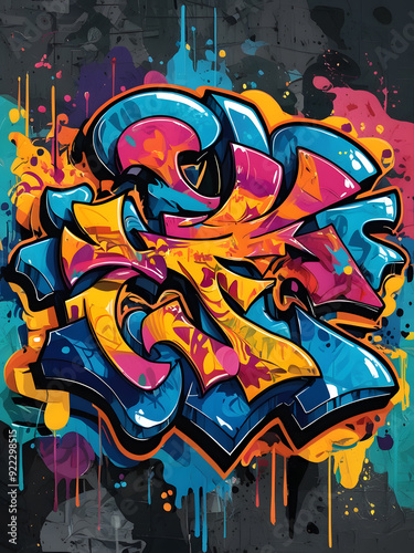 Colorful Graffiti wall art/digital art