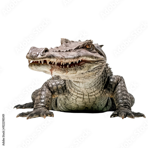 Isolated Philippine Crocodile with Detailed Scales and Features.