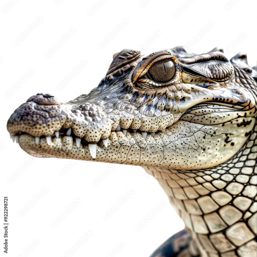 Fototapeta premium Isolated Philippine Crocodile Head with Detailed Scales and Features.