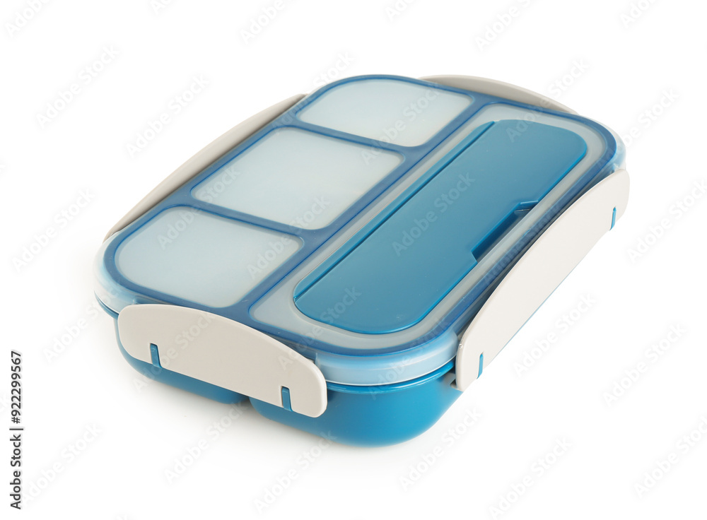 One plastic lunch box isolated on white One plastic lunch box isolated on white