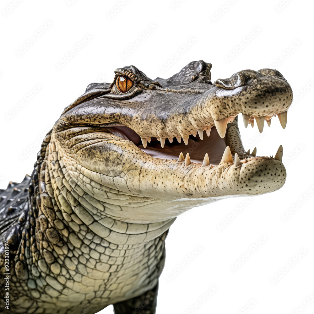 Obraz premium West African Crocodile Isolated without Background for Transparency.