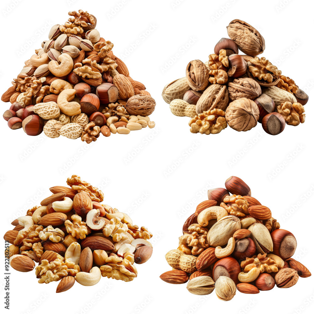 A close-up image of a variety of nuts A close-up image of a variety of nuts