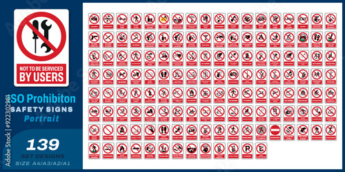 139 set iso prohibition safety signs v67 size a4/a3/a2/a1	