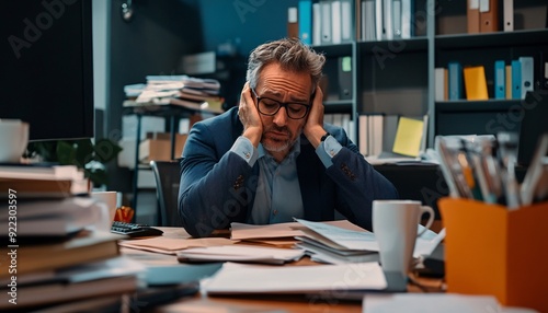 A Fatigued Businessman Struggling with Overwork Overworked