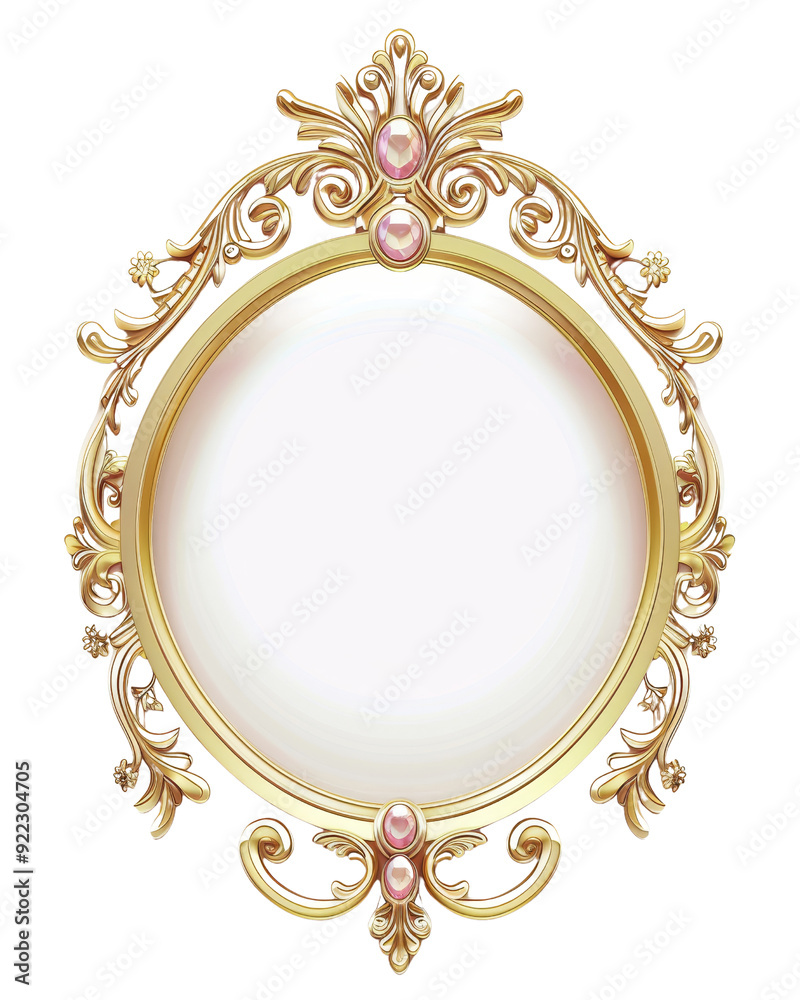 Ornate Golden Frame with Decorative Features Isolated Without Background Ornate Golden Frame with Decorative Features Isolated Without Background