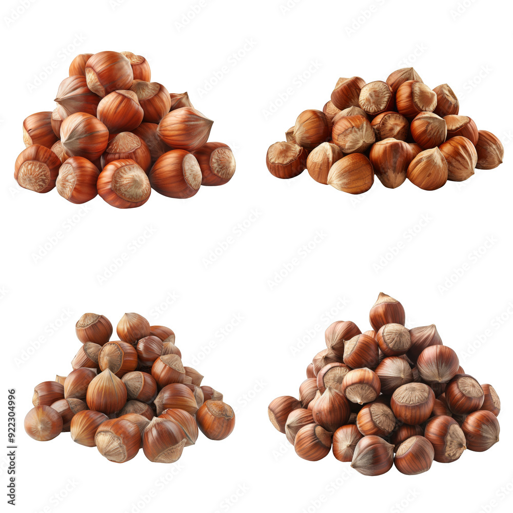 Fototapeta premium A Collection of Shelled Hazelnuts in a Pile