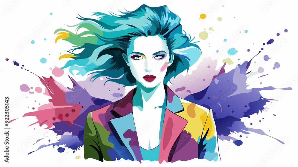 Obraz premium This image reflects the ongoing innovation within high fashion. The model's voluminous hair paired with the bold outfit showcases the ever-changing trends and the audacity to push boundaries