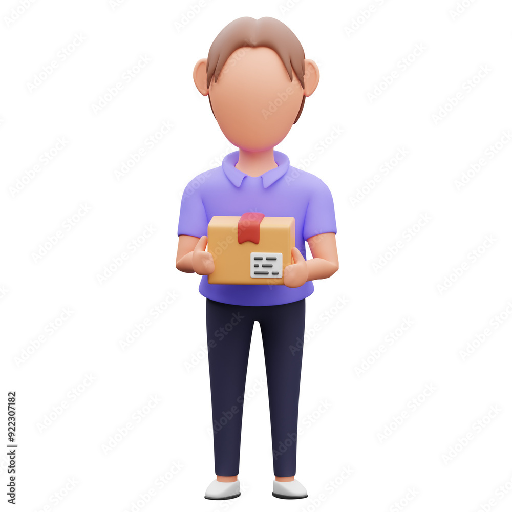 Obraz premium Man Carrying Package 3d illustration