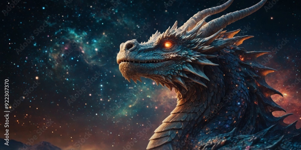 An epic cosmic dragon amidst the stars, blending fantasy and astronomy, ideal for imaginative storytelling and creative design, with a mystical and powerful presence. An epic cosmic dragon amidst the stars, blending fantasy and astronomy, ideal for imaginative storytelling and creative design, with a mystical and powerful presence.