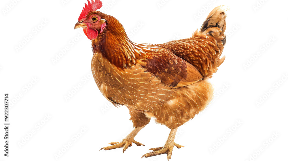 Fototapeta premium Mature Hen Standing Isolated Without Background in Natural Pose.