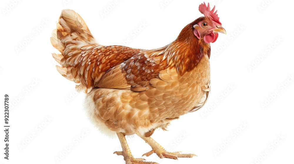 Fototapeta premium Mature Brown Hen Isolated Without Background in Side View
