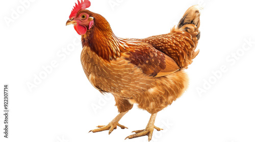 Mature Hen Standing Isolated Without Background in Natural Pose.