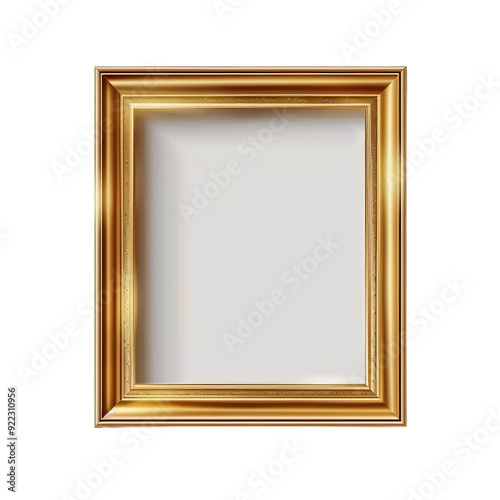 Elegant Golden Frame Isolated Without Background for Artwork Display.
