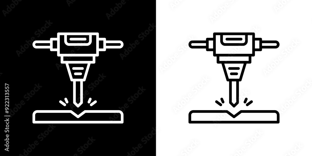 Jackhammer icon. construction icon. Building icon. Black icon. Line icon. Silhouette. Jackhammer icon. construction icon. Building icon. Black icon. Line icon. Silhouette.