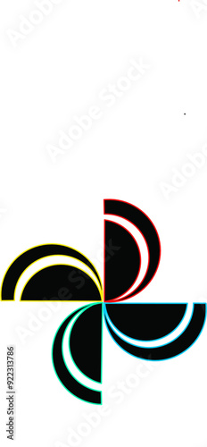 Pinwheel multi colour outline design vector for digitaly fiture icon photo