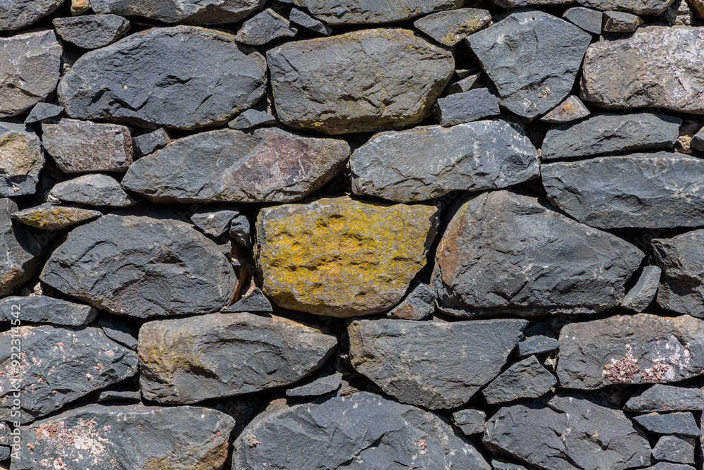 A wall made of volcanic stones on the island of Madeira