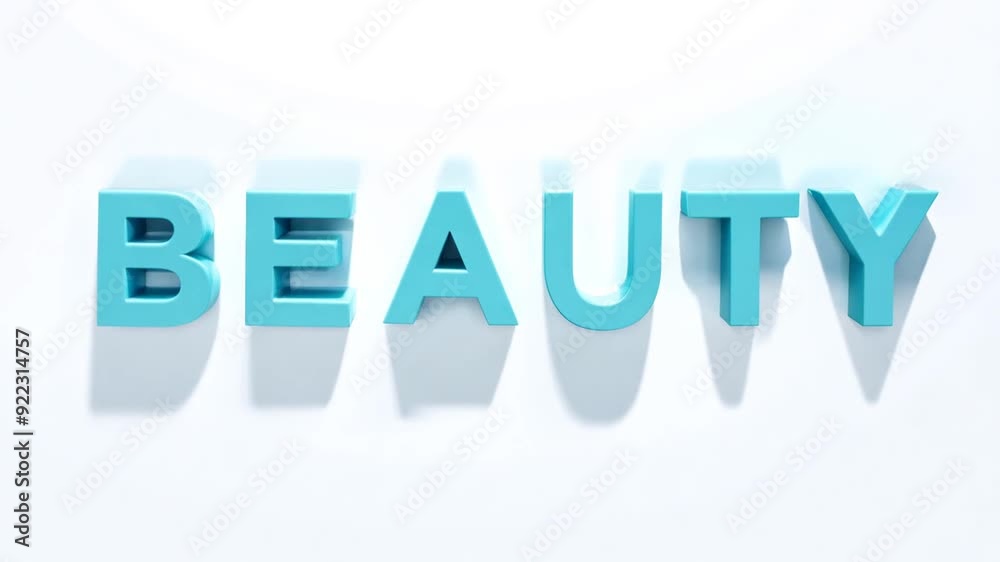 3D Text Spelling Beauty in Blue Against a White Background Generative AI 3D Text Spelling Beauty in Blue Against a White Background Generative AI