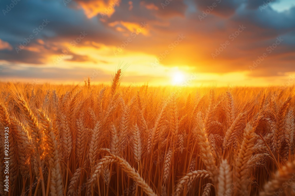 golden wheat field at sunset suns rays piercing through dramatic cloud formations creating a tapestry of warm hues and long shadows golden wheat field at sunset suns rays piercing through dramatic cloud formations creating a tapestry of warm hues and long shadows
